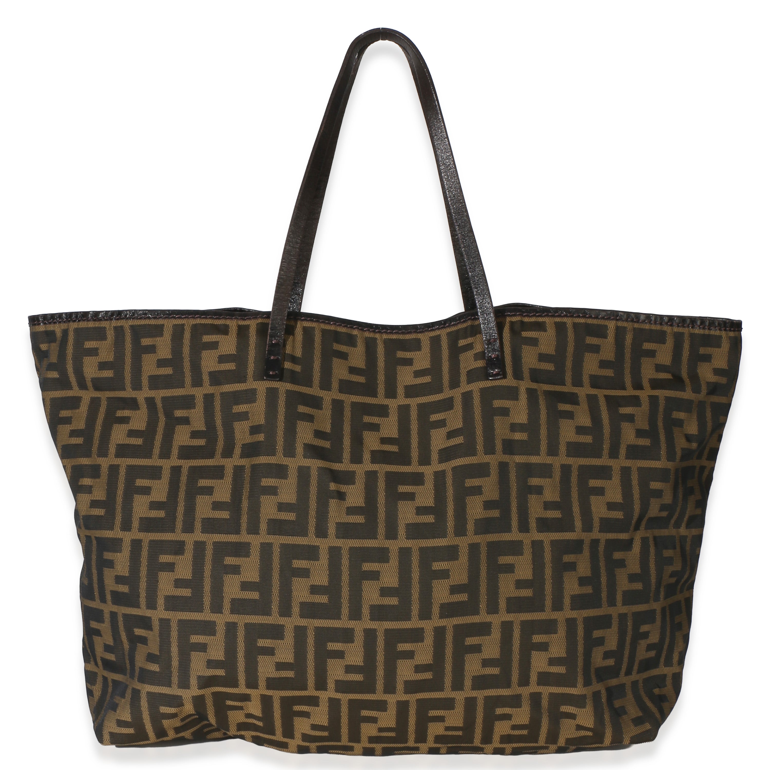 Fendi Tobacco Zucca Canvas Medium Roll Tote Handbag id