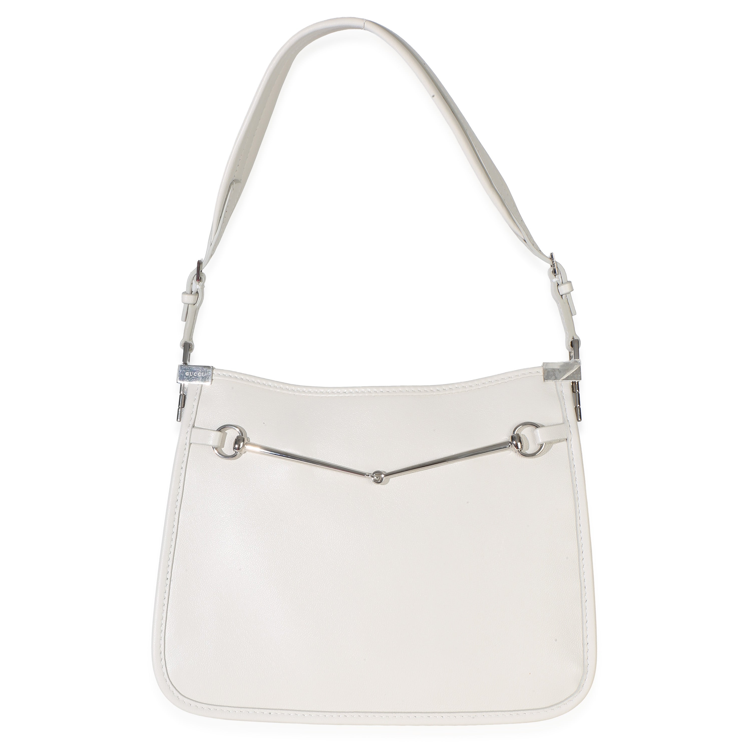 Gucci White Calfskin Horsebit Slim Shoulder Bag Handbag id