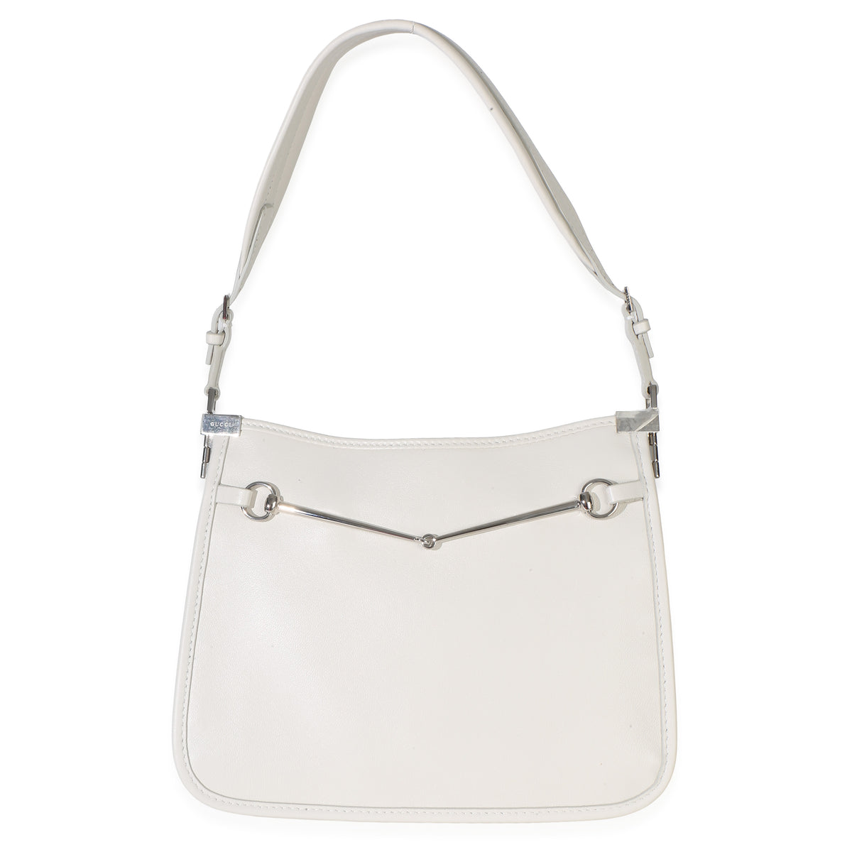 Gucci White Calfskin Horsebit Slim Shoulder Bag Handbag id