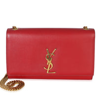 Saint Laurent Red Grain De Poudre Medium Kate Chain Bag Handbag id