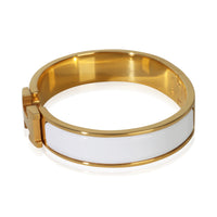 Hermès Gold Plated Clic H Bracelet In Blanc 2