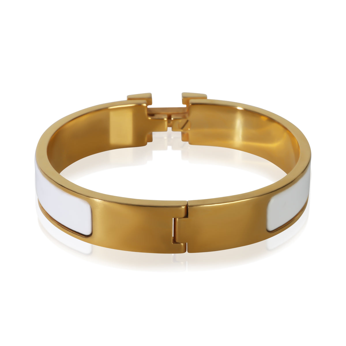 Hermès Gold Plated Clic H Bracelet In Blanc 3