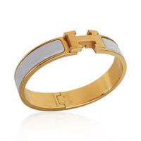 Hermès Gold Plated Clic H Bracelet In Blanc 4