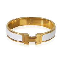 Hermès Gold Plated Clic H Bracelet In Blanc fv