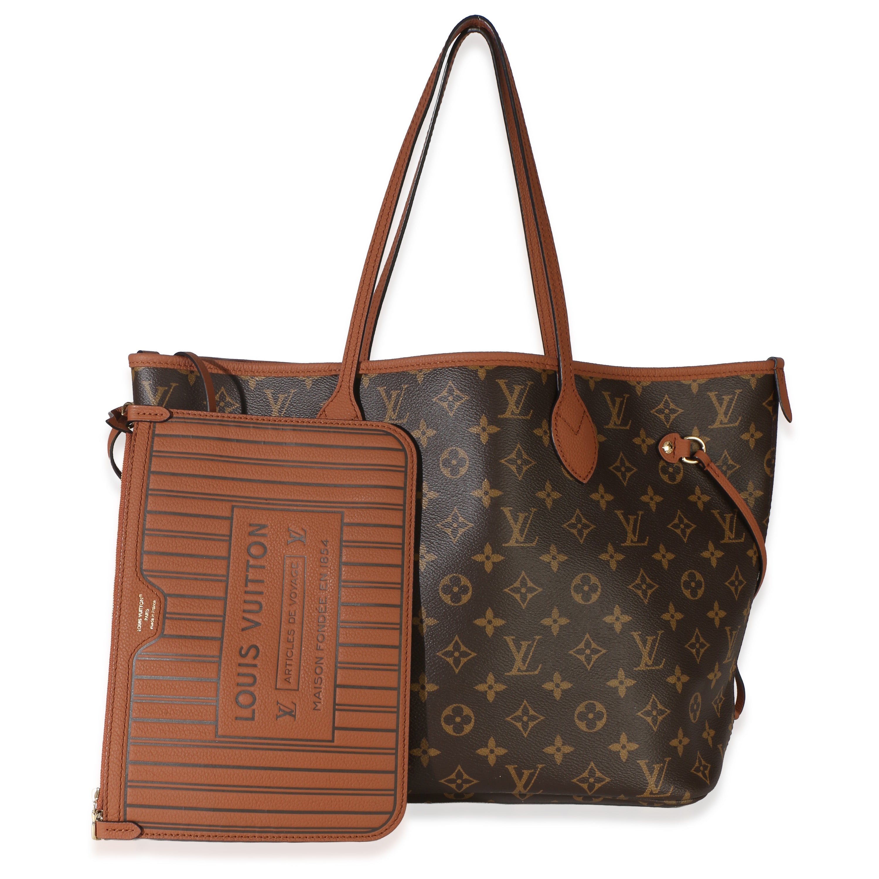 Louis Vuitton Tan Monogram Canvas Neverfull Bandouliere Inside Out MM Handbag id