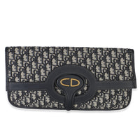 Christian Dior Navy Oblique Canvas Fold Over Clutch Handbag id