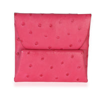Hermès Rose Tyrien Ostrich Bastia Change Purse Wallet id