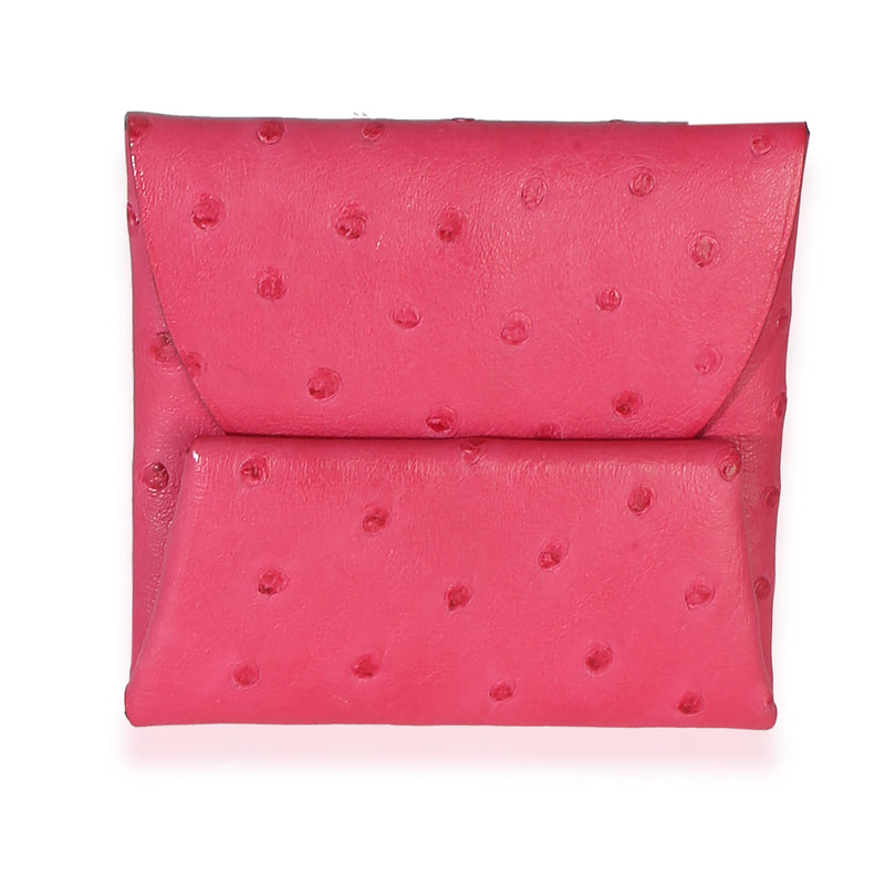 Hermès Rose Tyrien Ostrich Bastia Change Purse Wallet id