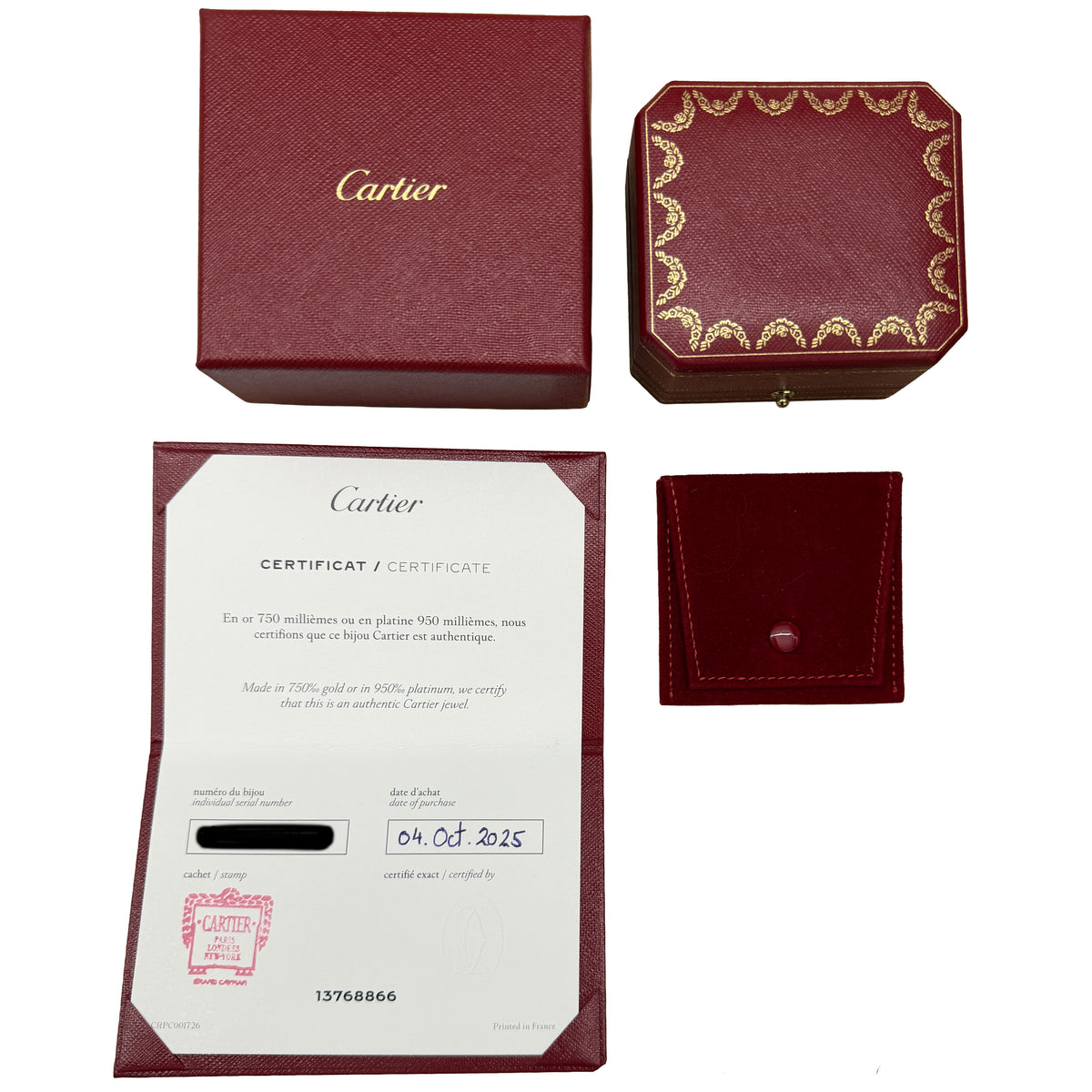 Cartier Rose Gold  Love Stud Earrings box