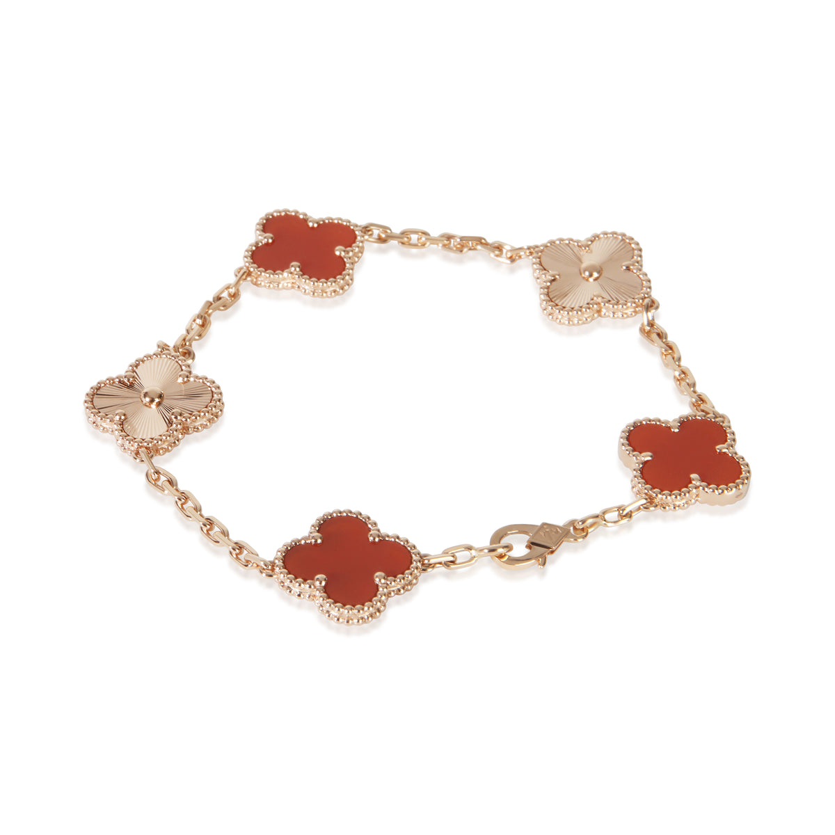 Van Cleef & Arpels Rose Gold Carnelian Vintage Alhambra Bracelet 3