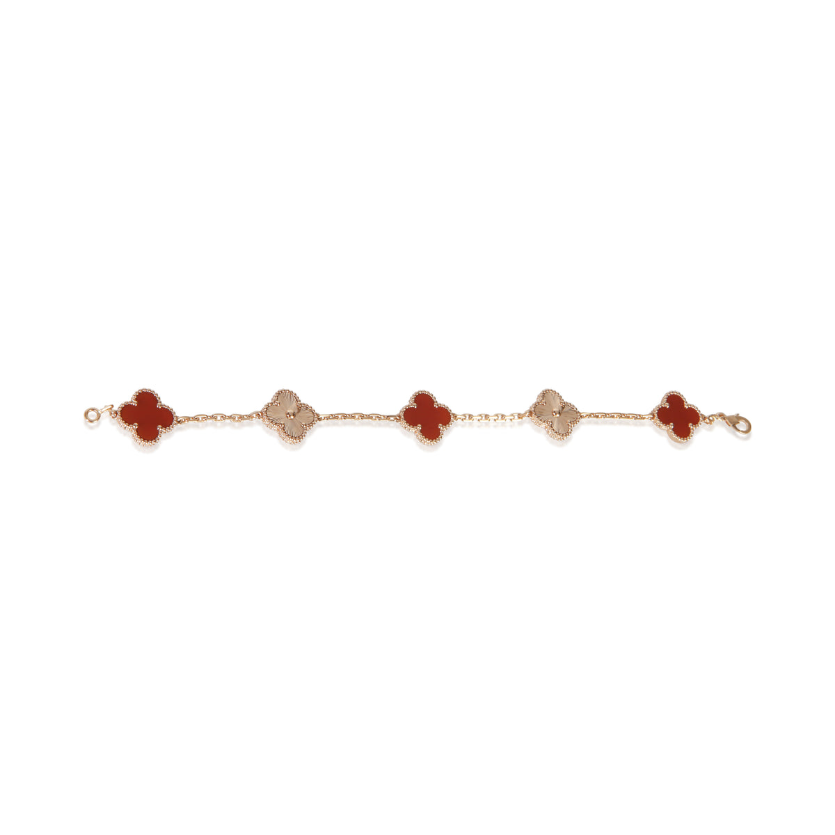 Van Cleef & Arpels Rose Gold Carnelian Vintage Alhambra Bracelet 6