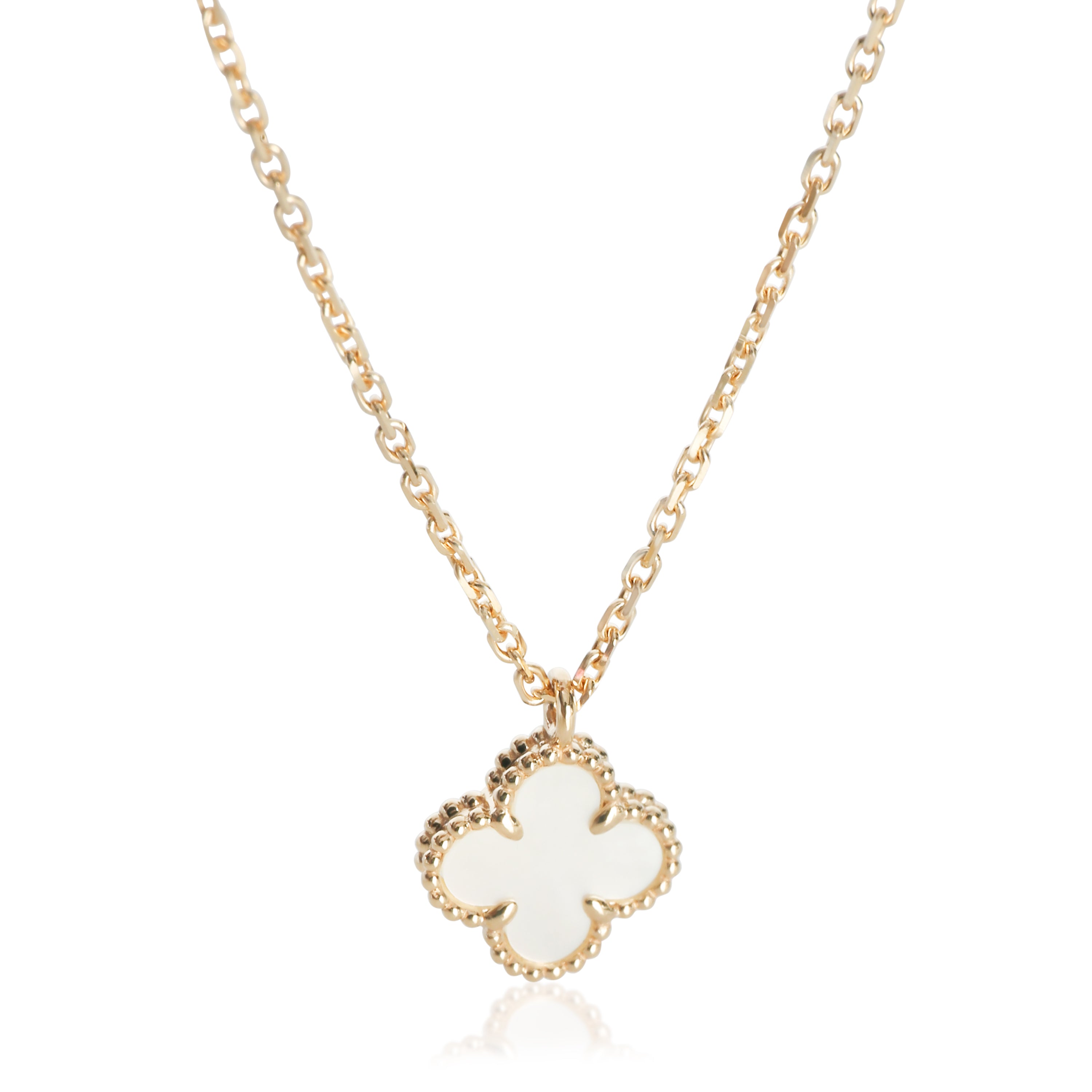 Van Cleef & Arpels Yellow Gold Mother Of Pearl Sweet Alhambra Pendant fv