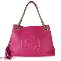 Gucci Pink Pebbled Calfskin Medium Soho Chain Shoulder Bag Handbag id