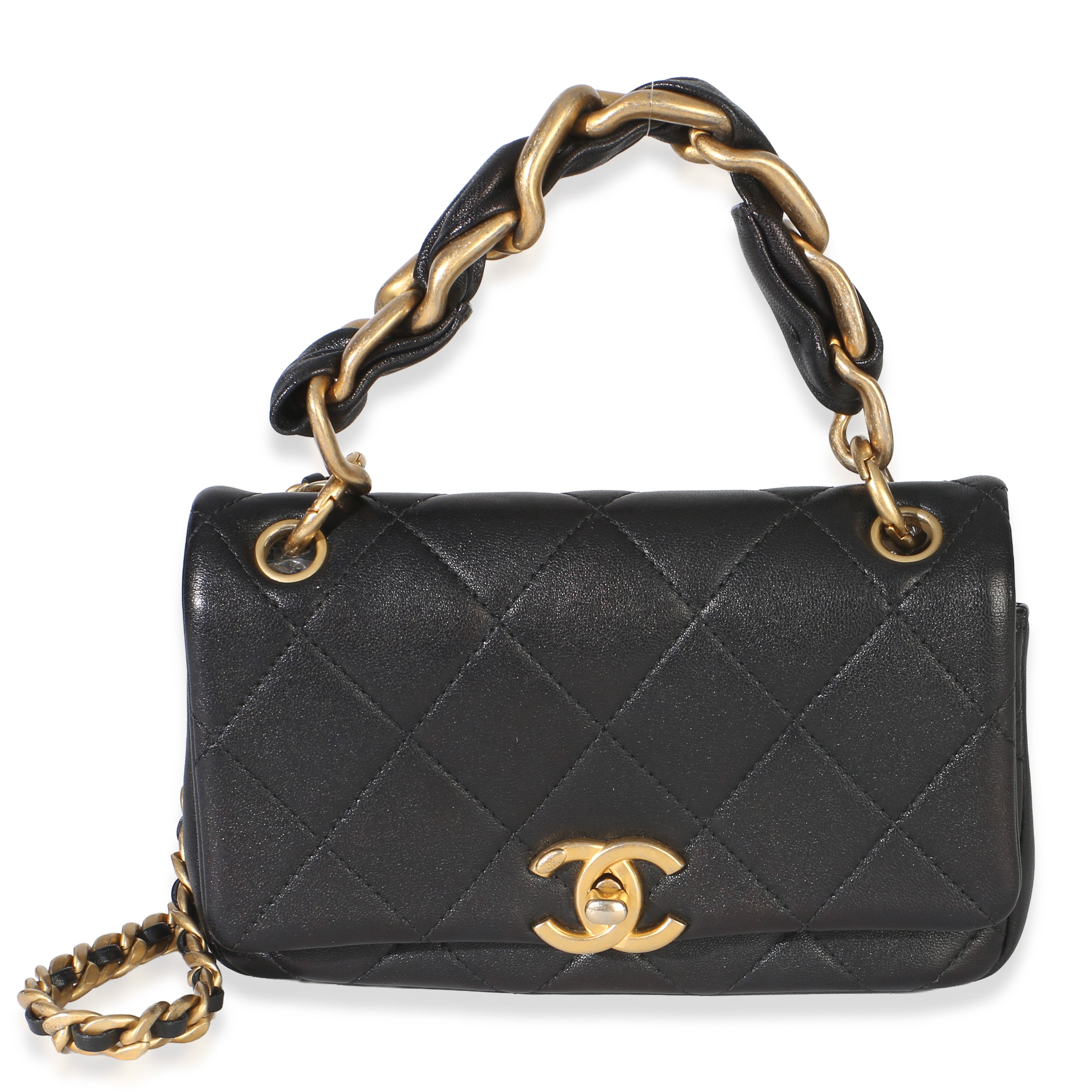 Chanel Black Quilted Lambkin Small Chain Is More Flap Bag Handbag id