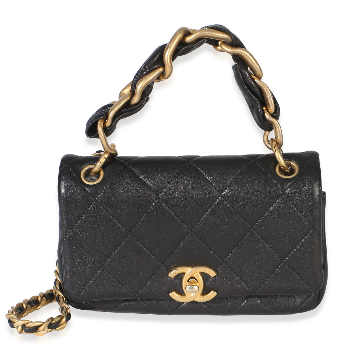 Chanel Black Quilted Lambkin Small Chain Is More Flap Bag Handbag id
