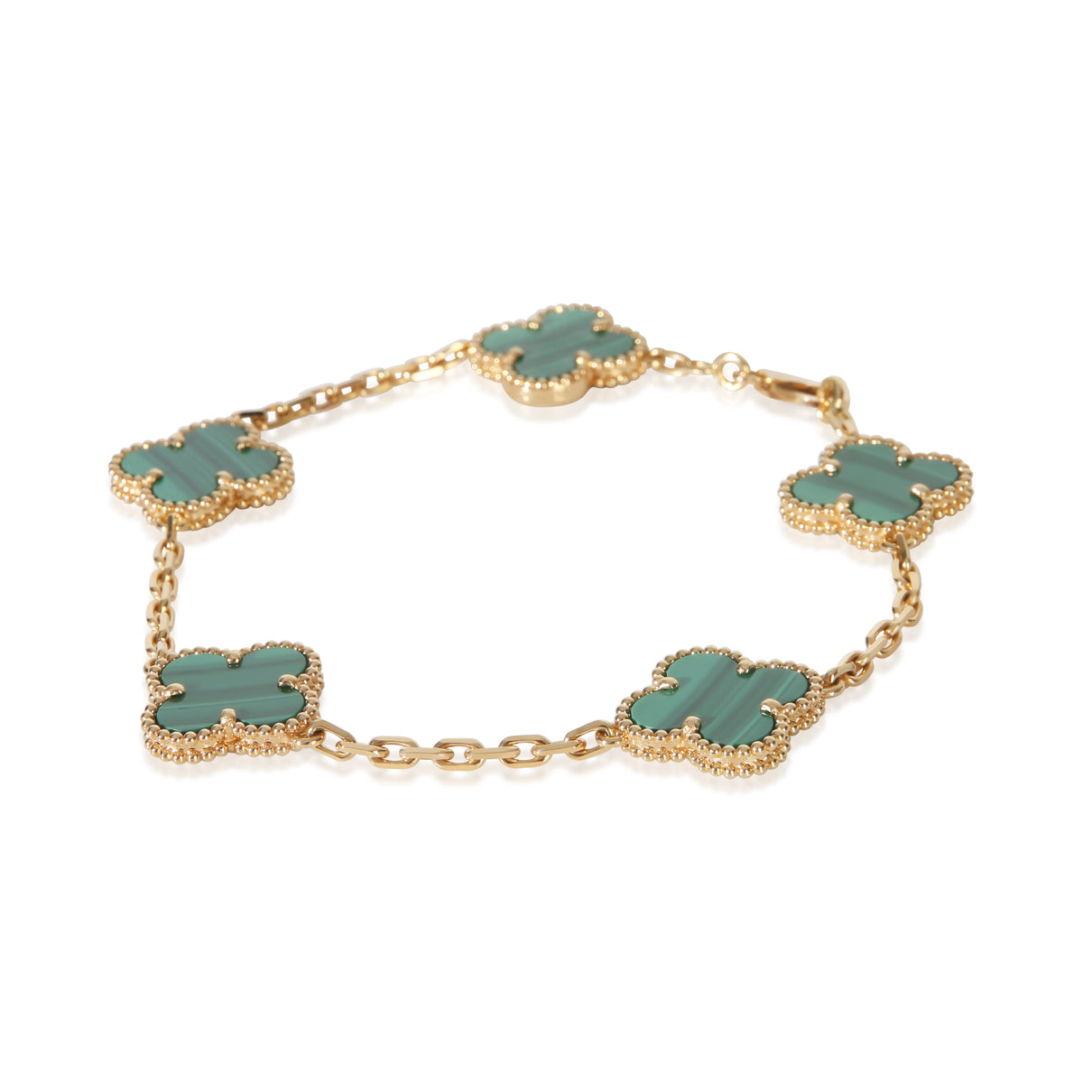 Van Cleef & Arpels Yellow Gold Malachite Vintage Alhambra Bracelet 2