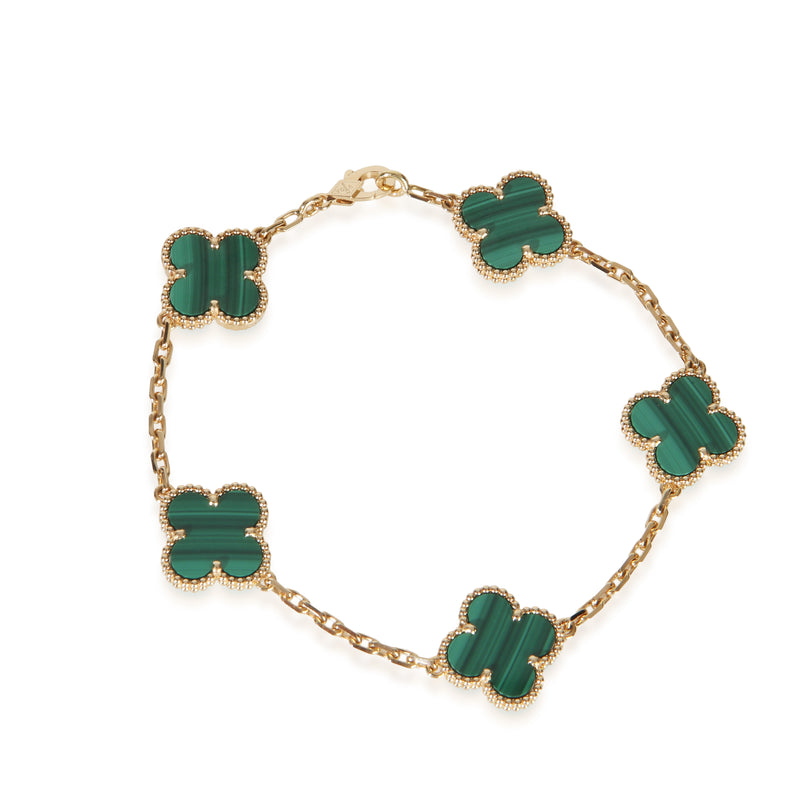 Van Cleef & Arpels Yellow Gold Malachite Vintage Alhambra Bracelet fv