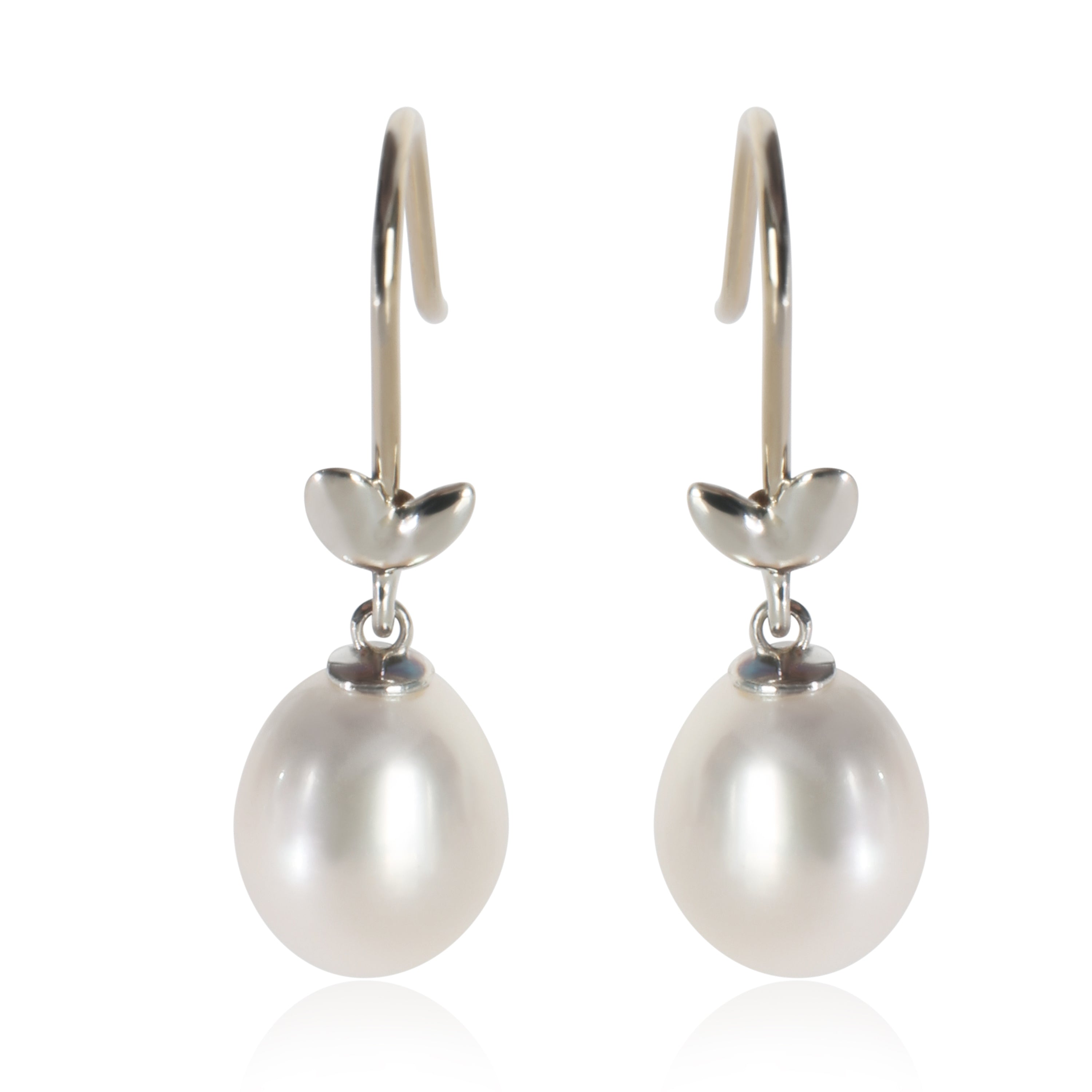 Tiffany & Co. Sterling Silver Pearl Paloma Picasso Olive Leaf Earrings