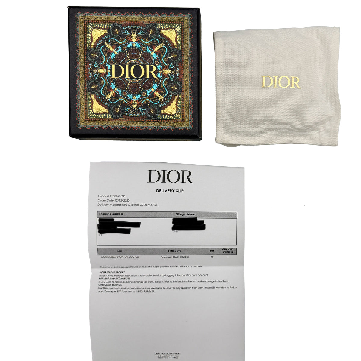 Christian Dior Gold Plated  Danseuse Etoile Necklace box