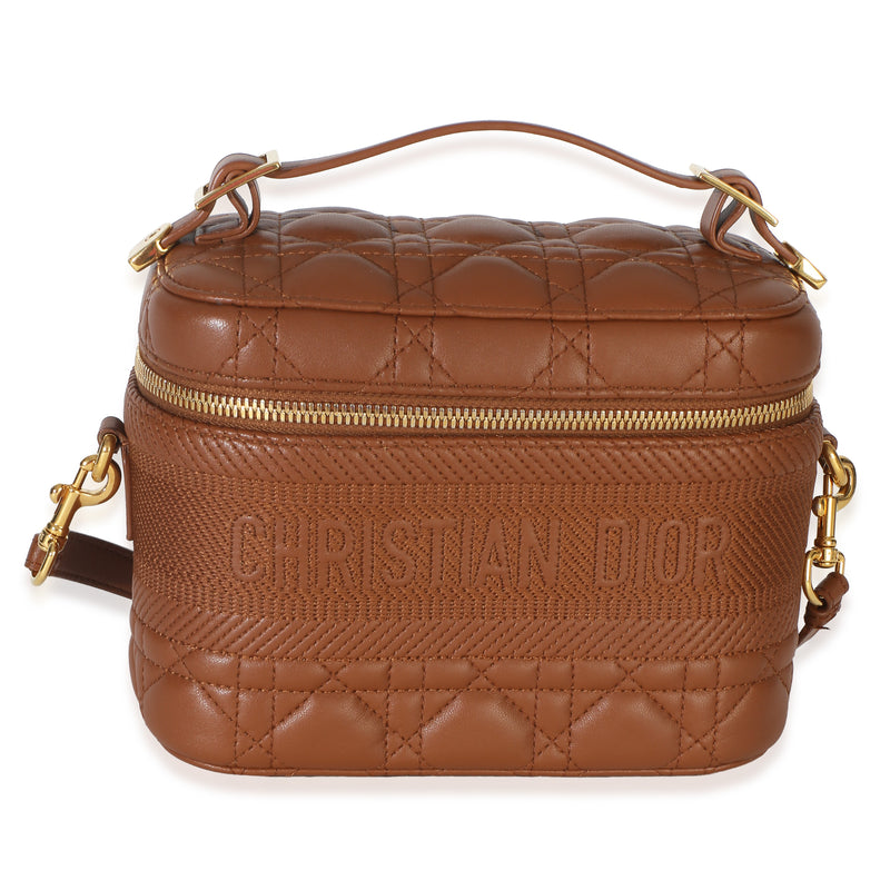 Christian Dior Brown Lambskin Cannage Small DiorTravel Vanity Handbag id