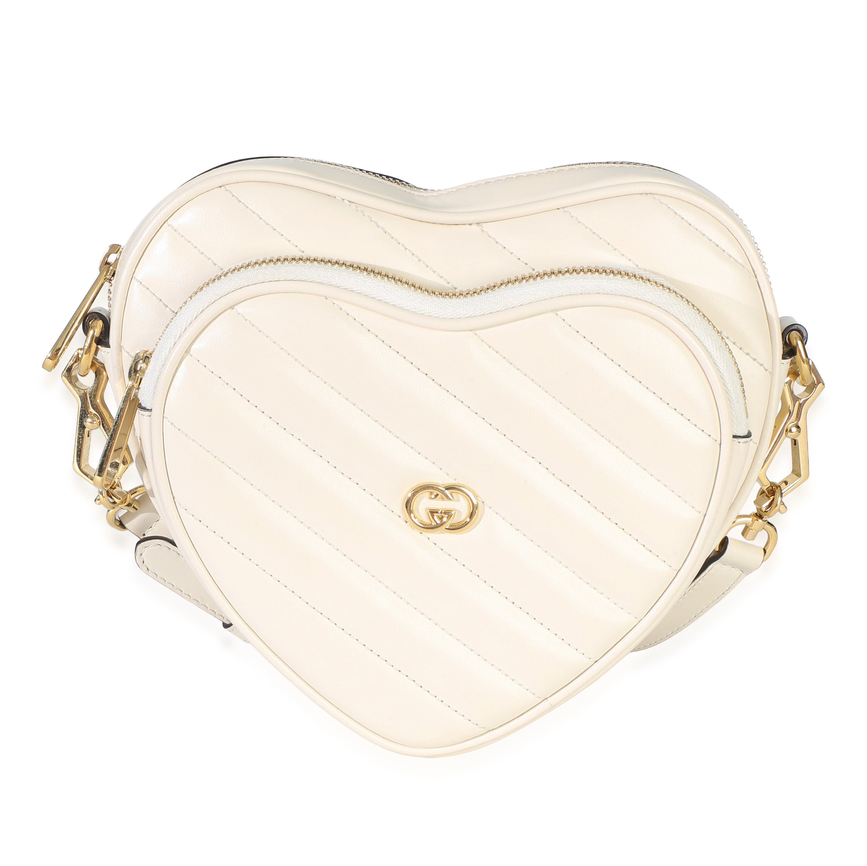 Gucci Mystic White Matelasse Calfskin Diagonal Mini Interlocking G Heart Handbag id