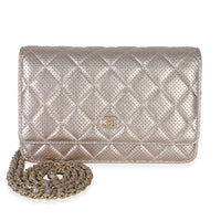Chanel Metallic Quilted Perforated Lambskin Wallet On Chain Handbag id
