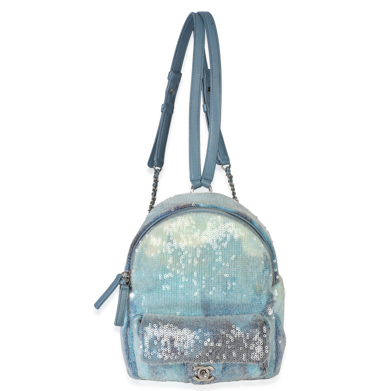 Chanel Blue Multicolor Sequin Waterfall Mini Backpack Handbag id