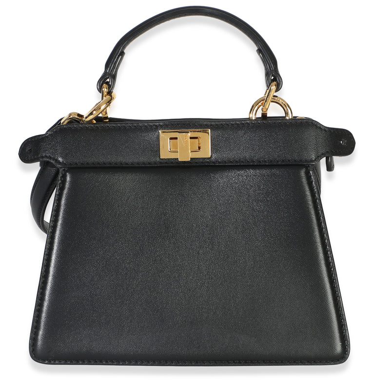 Fendi Black Shiny Nappa Petite Peekaboo I SEE U Satchel Handbag fv