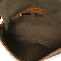 Fendi Green Tan FF Embroidery Canvas Medium Baguette Bag Handbag 9