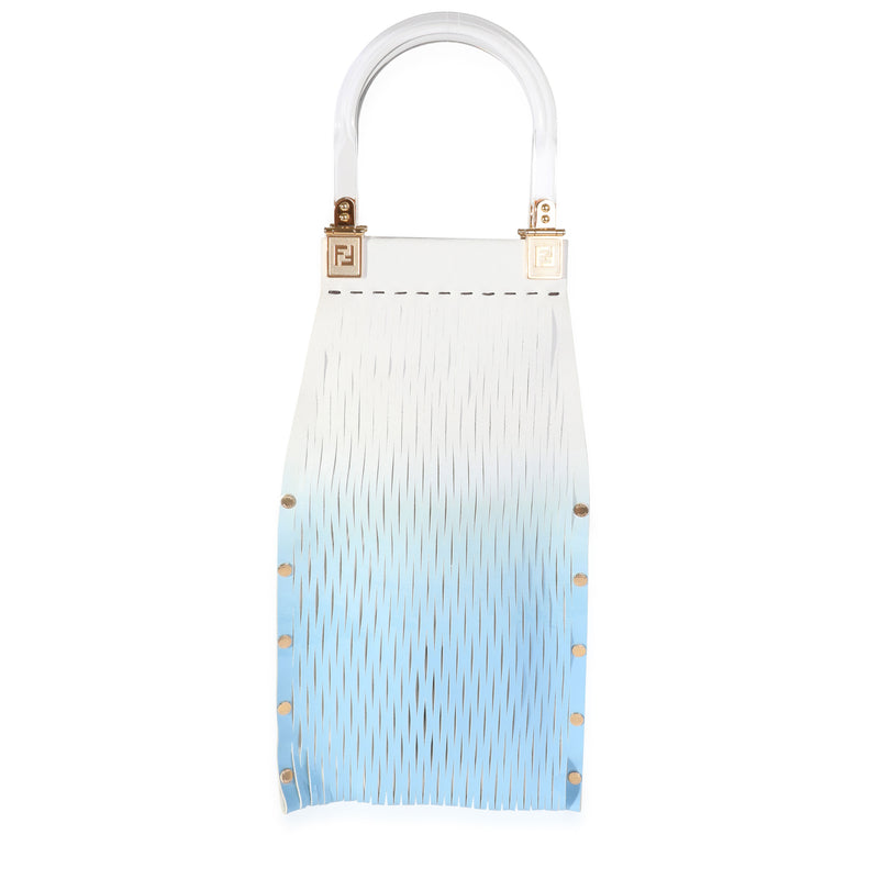 Fendi Blue Gradient Laser Cut Patent & Suede Sunny Top Handle Bag Handbag