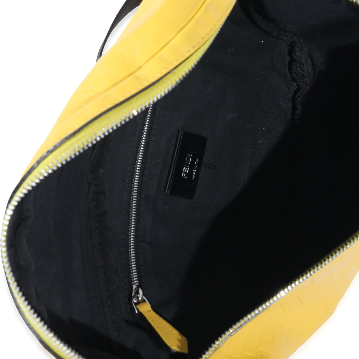 Fendi Yellow Calfskin FF 1974 Embossed Belt Bag Handbag