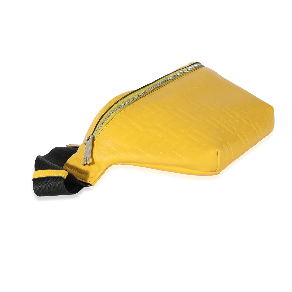 Fendi Yellow Calfskin FF 1974 Embossed Belt Bag Handbag