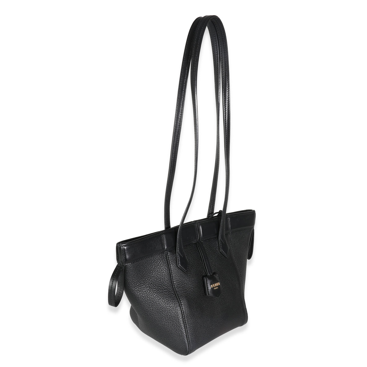 Fendi Black Vitello Mini Origami Tote Handbag