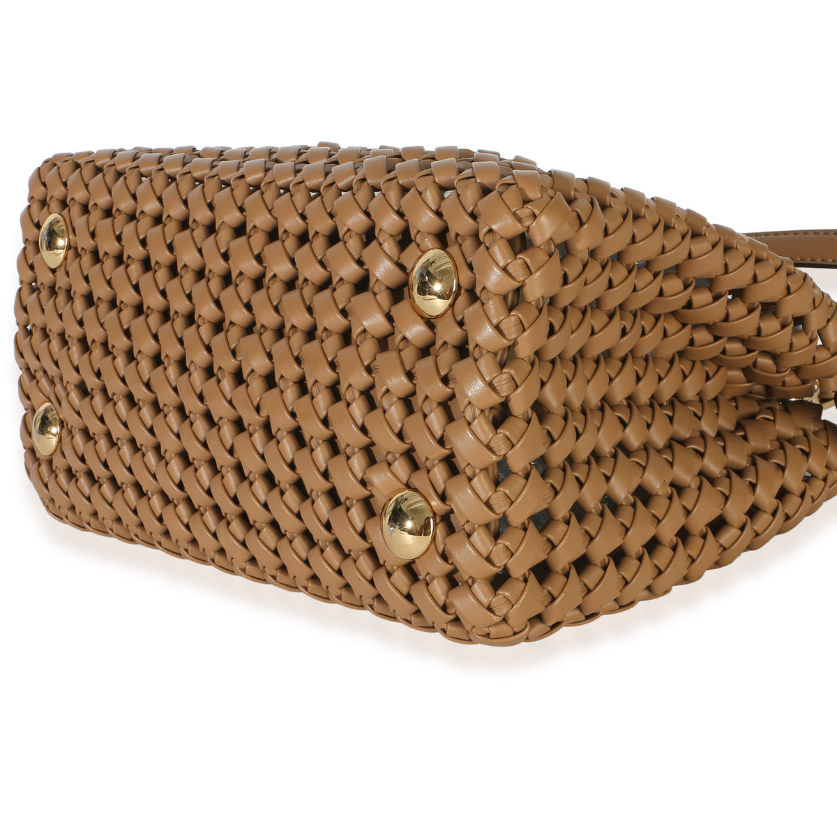 Fendi Cappuccino Woven Calfskin Mini Peekaboo Iconic Satchel Handbag 6