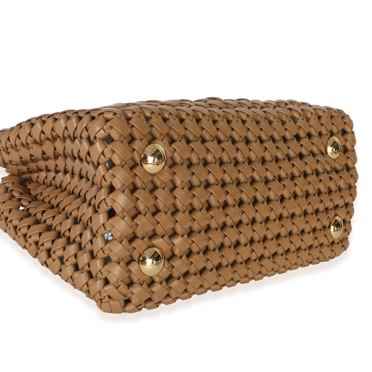 Fendi Cappuccino Woven Calfskin Mini Peekaboo Iconic Satchel Handbag 7