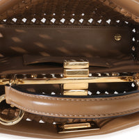 Fendi Cappuccino Woven Calfskin Mini Peekaboo Iconic Satchel Handbag 9