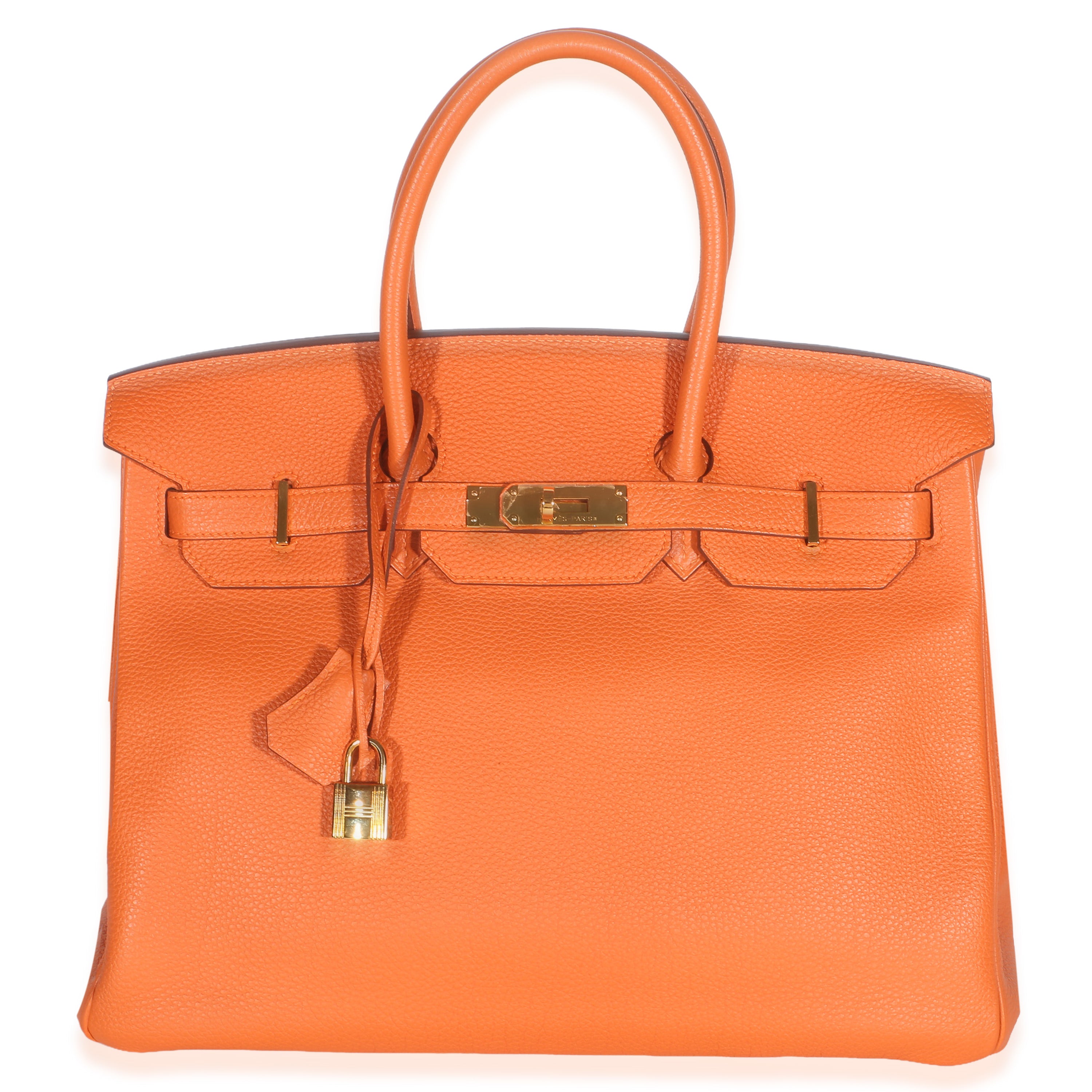 Hermès Orange Togo Birkin 35 GHW Handbag fv