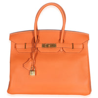 Hermès Orange Togo Birkin 35 GHW Handbag fv