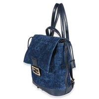 Fendi Blue Abyss FF Flocked Denim Drawstring Backpack Handbag 2