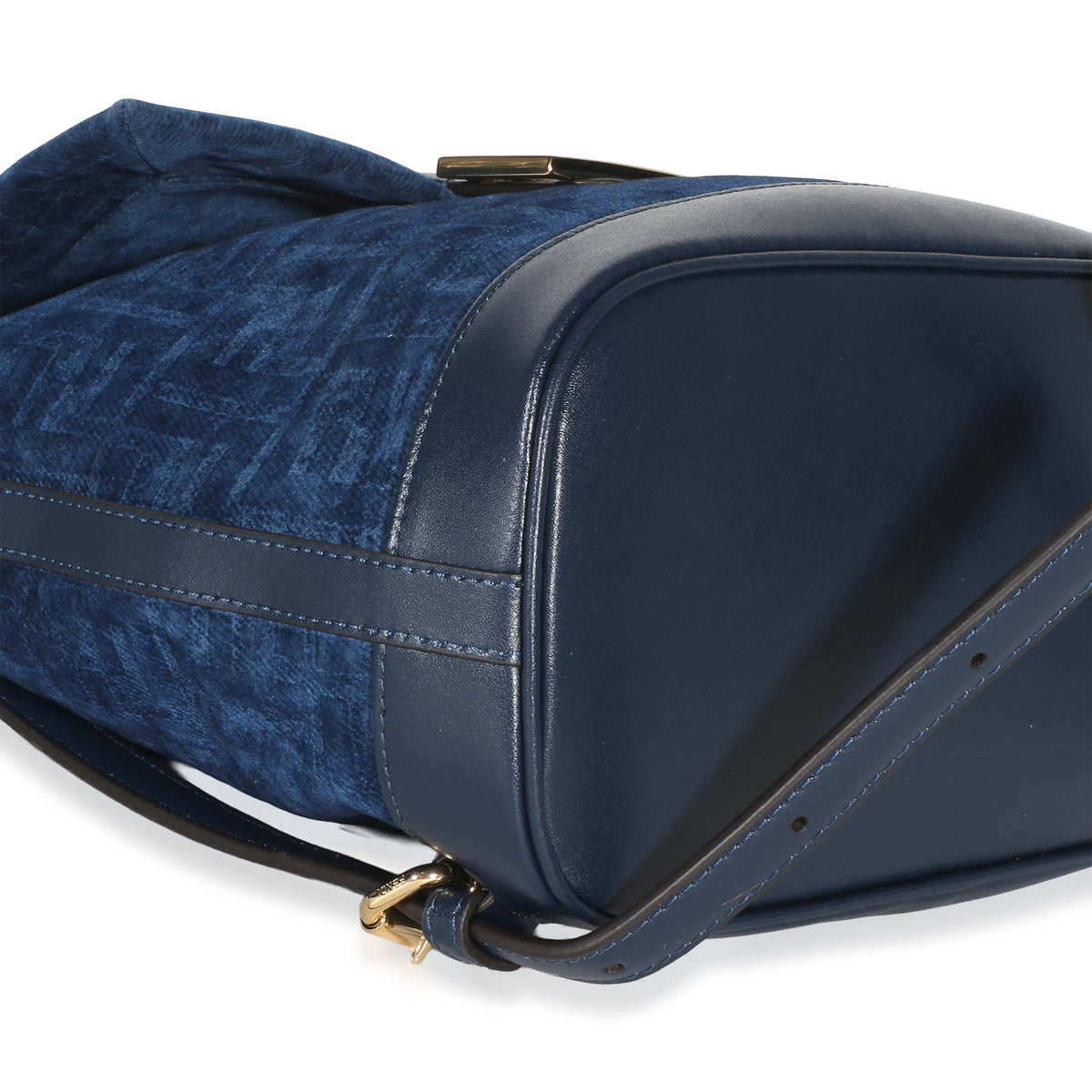 Fendi Blue Abyss FF Flocked Denim Drawstring Backpack Handbag 7