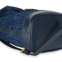 Fendi Blue Abyss FF Flocked Denim Drawstring Backpack Handbag 7