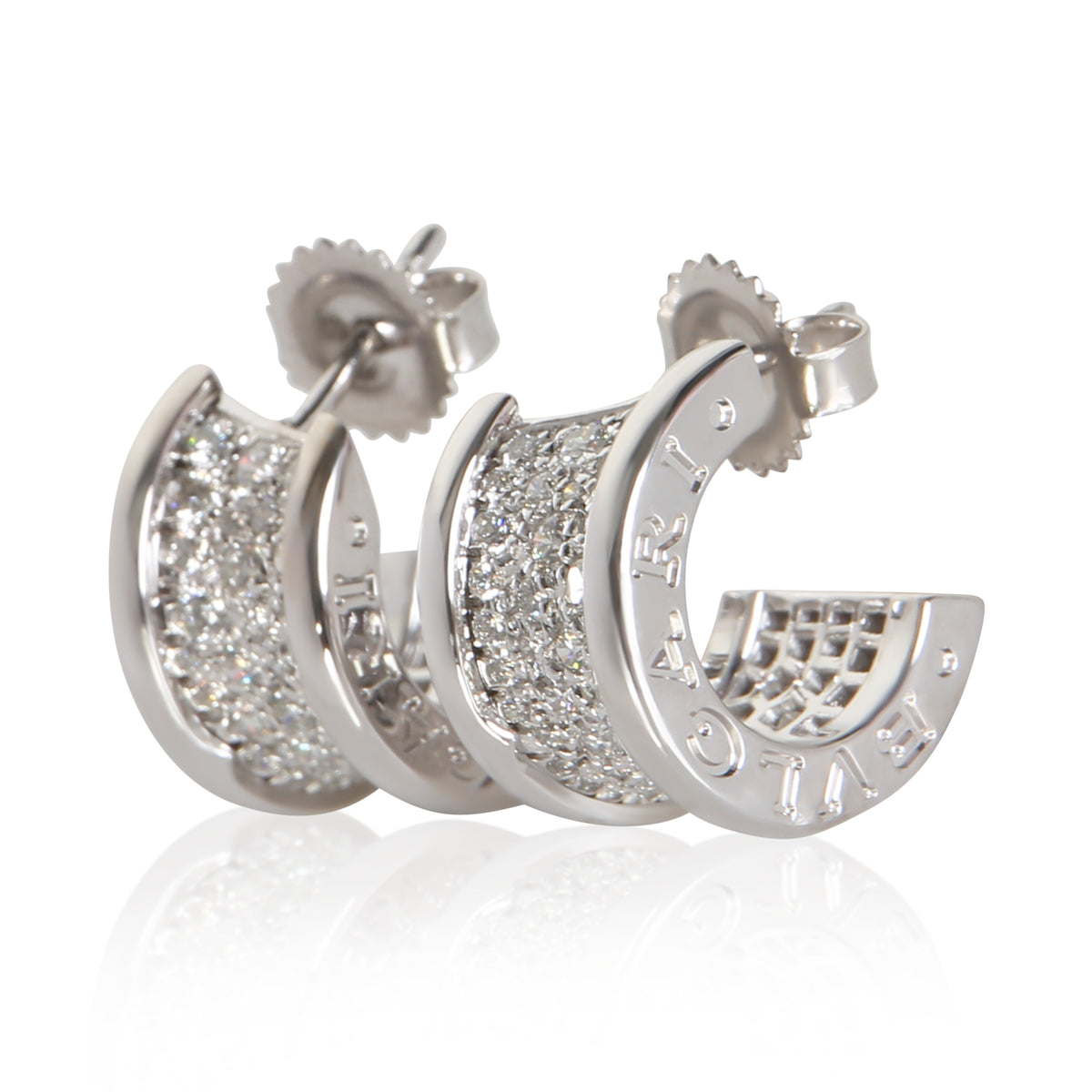 BVLGARI White Gold Diamond B.zero1 Hoop Earrings 2