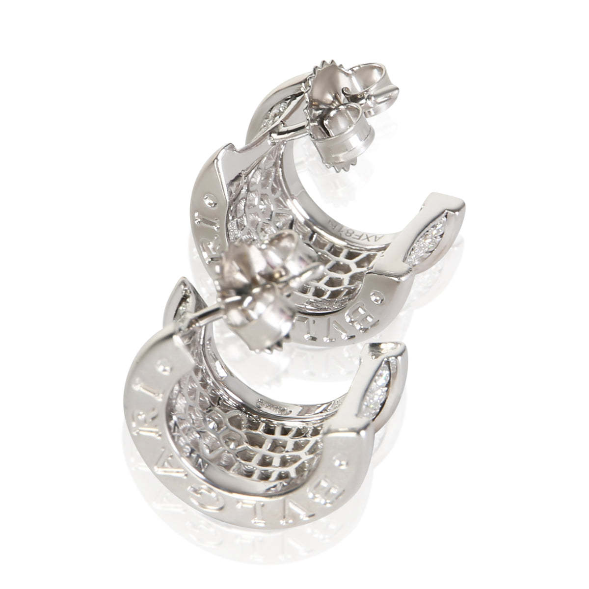 BVLGARI White Gold Diamond B.zero1 Hoop Earrings 4