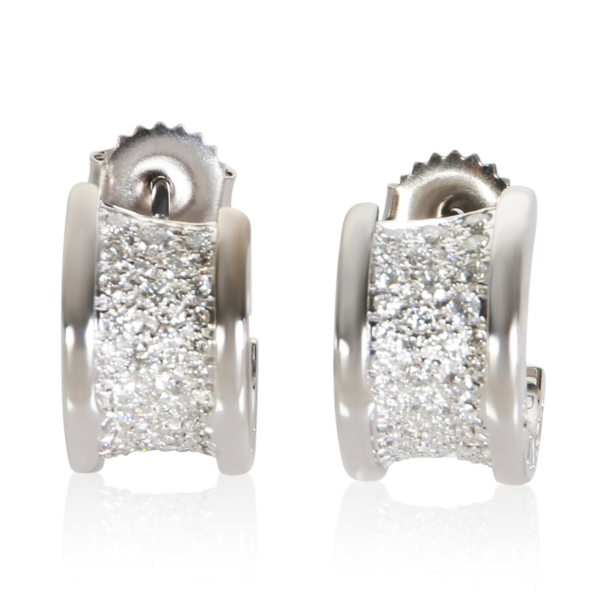 BVLGARI White Gold Diamond B.zero1 Hoop Earrings fv