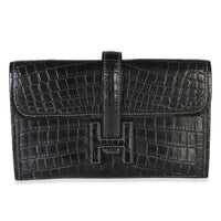 Hermès Graphite Matte Crocodile Niloticus Mini Jige Clutch Handbag fv