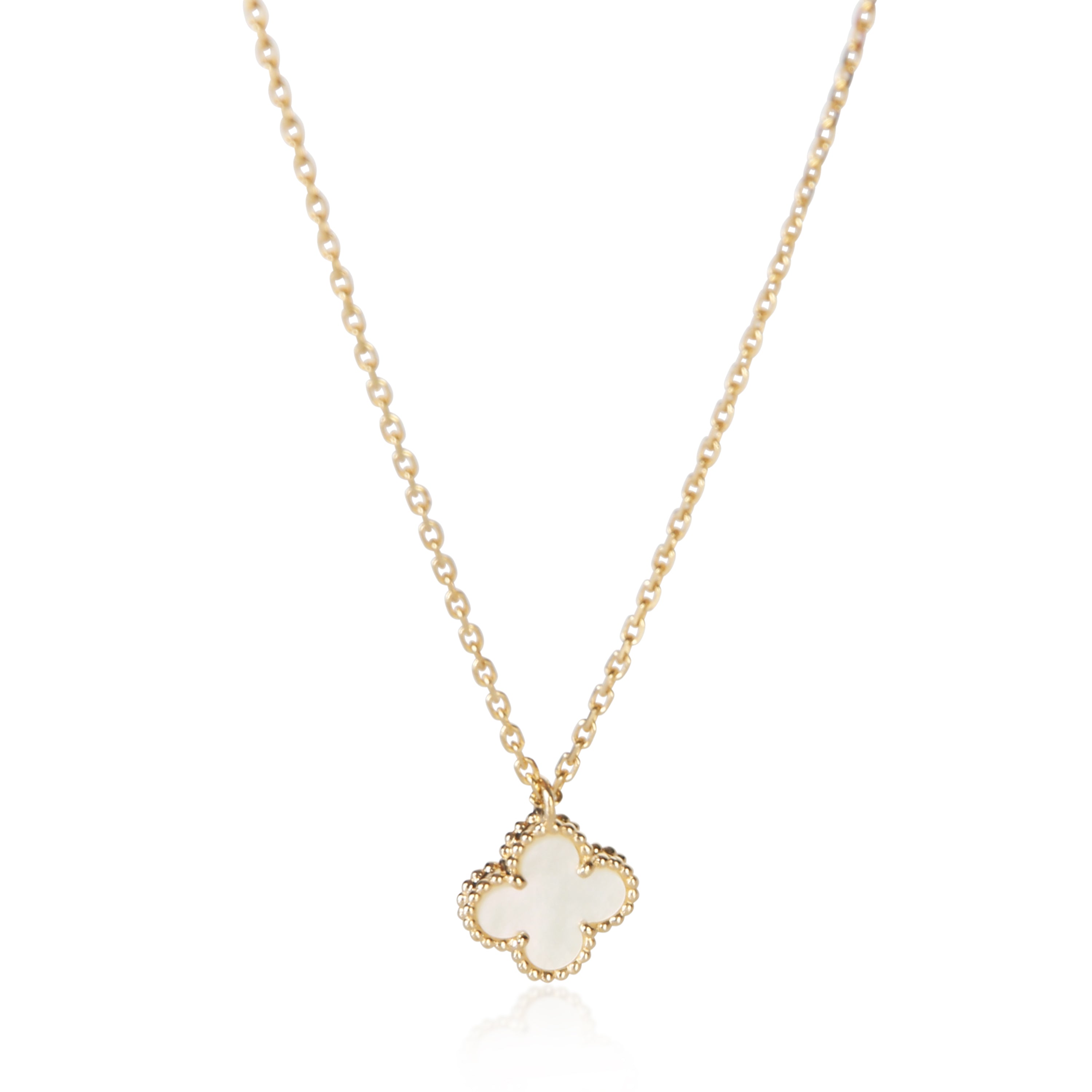 Van Cleef & Arpels Yellow Gold Mother Of Pearl Sweet Alhambra Pendant fv
