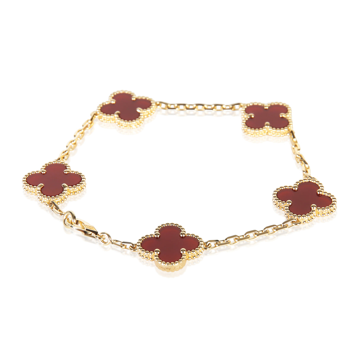 Van Cleef & Arpels Yellow Gold Carnelian Vintage Alhambra Bracelet 3