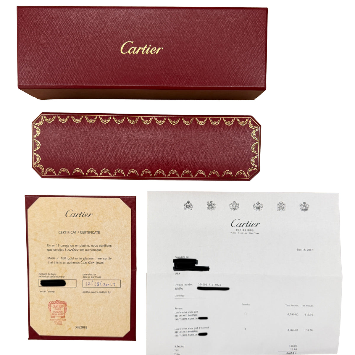 Cartier White Gold Diamond Love Bracelet box