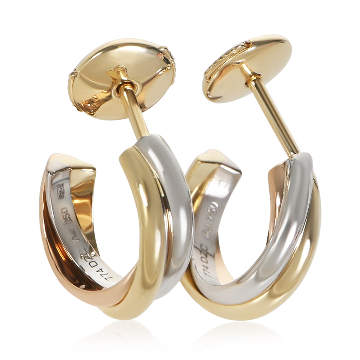 Cartier 3 Tone Gold Trinity Earrings 2