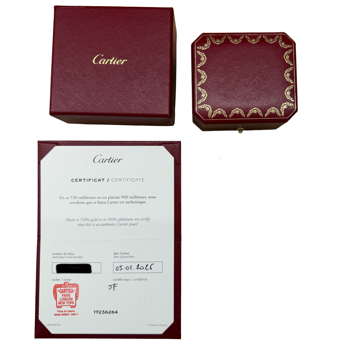 Cartier 3 Tone Gold Trinity Earrings box